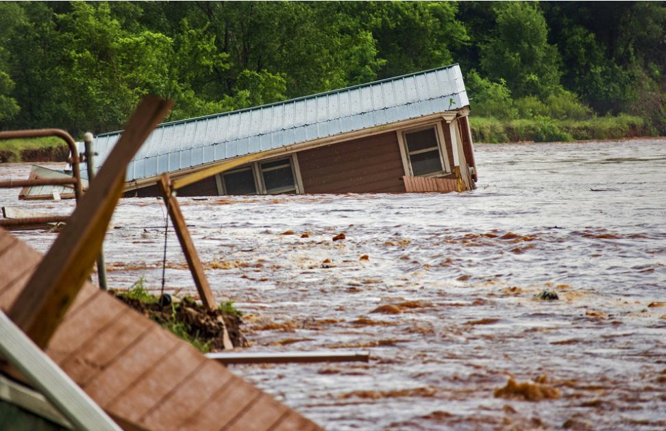 Flood waters from the Cimarron River